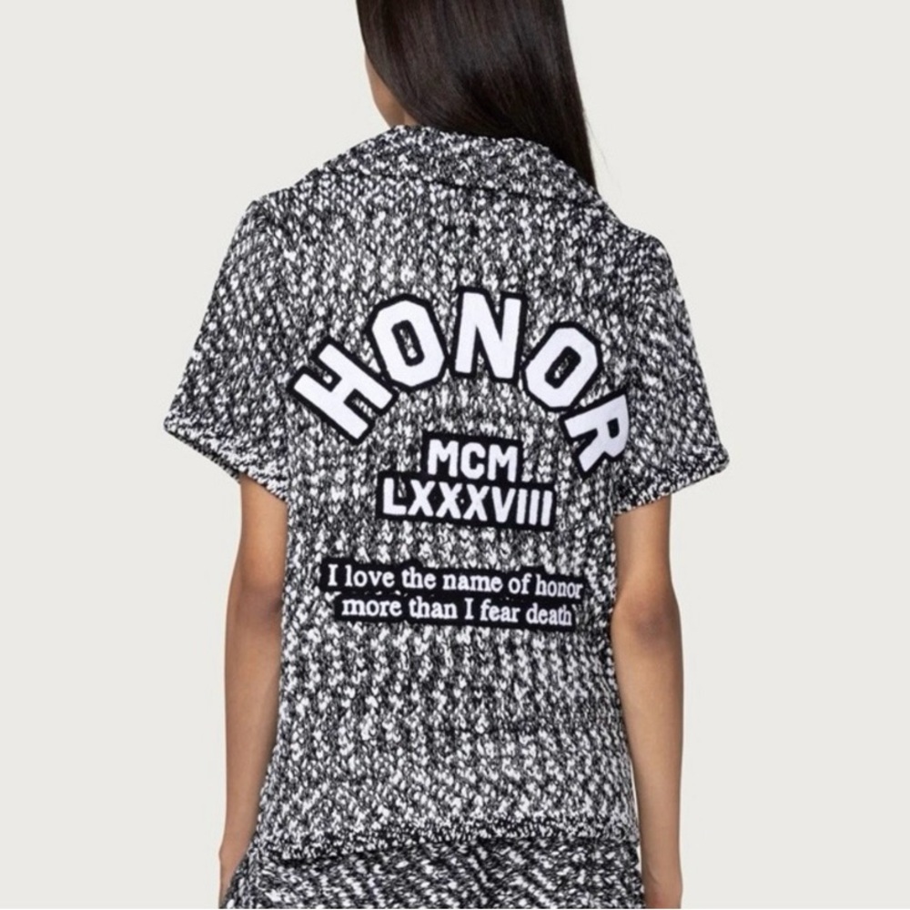 💫HP‼️💫 NWOT HONOR THE GIFT Honoree Camp Sweater in Marled Black/White, Size XS - Picture 3 of 10